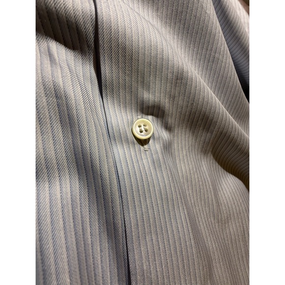Brioni Men's Dress Shirt Blue/White Striped Silk Cotton Long Sleeve Button Up - Picture 13 of 16